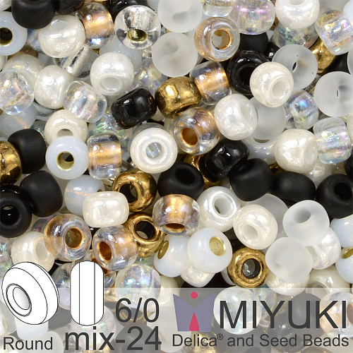 Korálky Miyuki MIX Round 6/0. Barva 24 Granite. Balení 5g