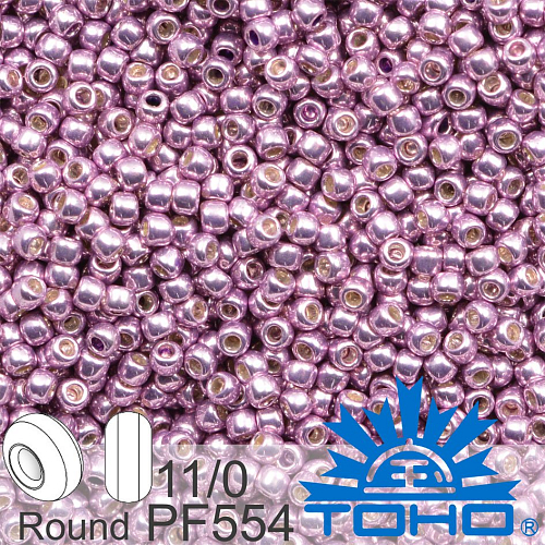Korálky TOHO tvar ROUND (kulaté). Velikost 11/0. Barva PF554 PermaFinish - Galvanized Lilac. Balení 8g.