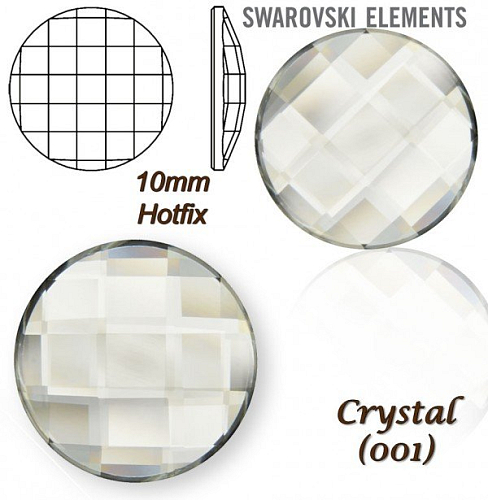 SWAROVSKI HOT-FIX 2035 tvar Chessboard CIRCLE FB 10mm Crystal