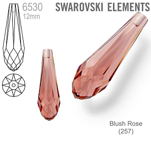 SWAROVSKI 6530 Pure Drop Pendant velikost 12mm. Barva Blush Rose 