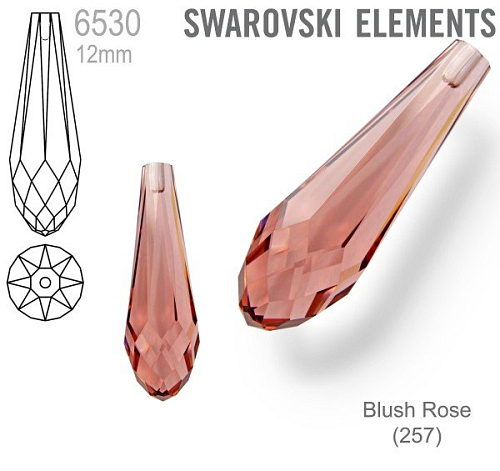 SWAROVSKI 6530 Pure Drop Pendant velikost 12mm. Barva Blush Rose 