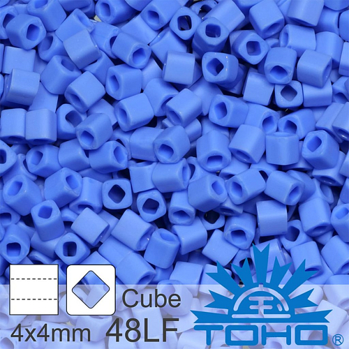 Korálky TOHO Cubes 6/0. Barva 48LF Opaque-Frosted Periwinkle. Balení 10g. 