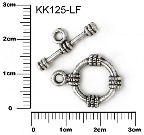 Americké zapínání KRUH zdobený. Velikost 15mm. Ozn.-KK674 LF. Barva platina.