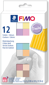 FIMO Soft Pastel v balení 12 barevných bloků FIMO po 25g.