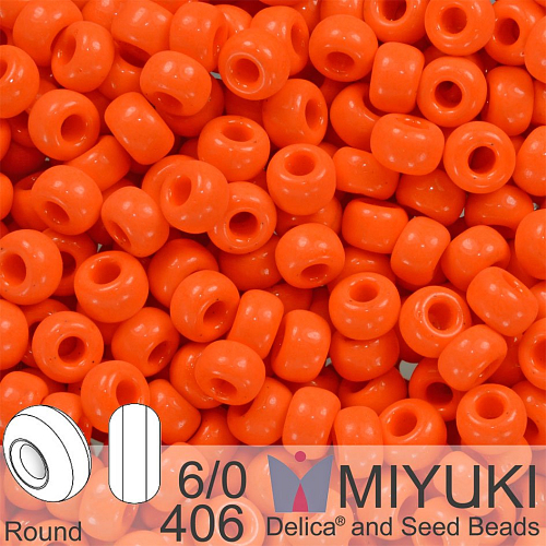 Korálky Miyuki Round 6/0. Barva 406 Op Orange. Balení 5g