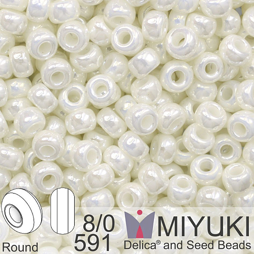 Korálky Miyuki Round 6/0. Barva 591 Ivory Pearl Ceylon. Balení 5g