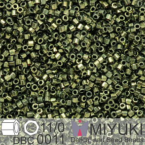 Korálky Miyuki Delica (fazetované) 11/0. Barva  Metallic Olive Cut DBC0011. Balení 5g.