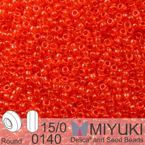 Korálky Miyuki Round 15/0. Barva 0140 Tr Red Orange. Balení 5g
