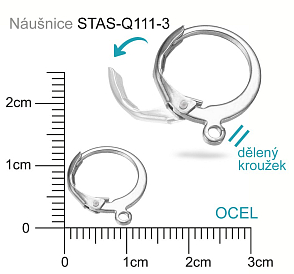 Náušnice mechanická kulatá CHIRURGICKÁ OCEL ozn.-STAS-Q111-3.