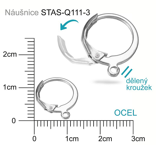 Náušnice mechanická kulatá CHIRURGICKÁ OCEL ozn.-STAS-Q111-3.