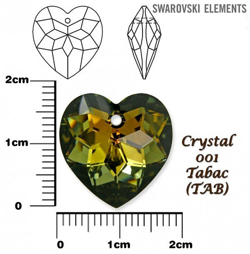 SWAROVSKI Heart Pendant barva CRYSTAL TABAC velikost 18mm.