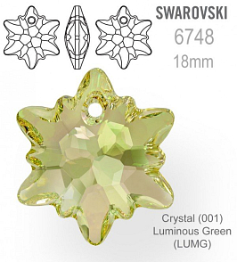 Swarovski 6748 Edelweis Pendant velikost 18mm. Barva Crystal Luminous Green 