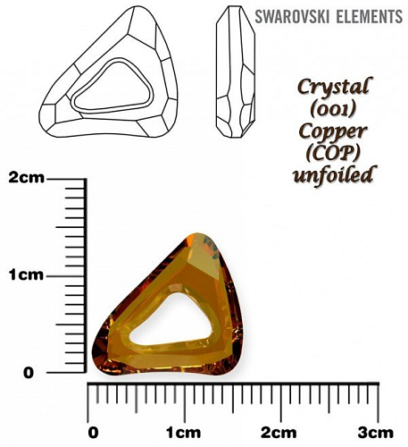 SWAROVSKI ELEMENTS Organic Cosmic Triangle 4736 barva CRYSTAL (001) COPPER (COP) velikost 14mm.