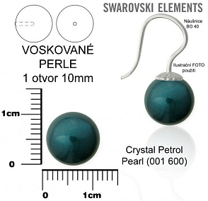 SWAROVSKI 5818 Voskované Perle 1otvor barva CRYSTAL PETROL PEARL velikost 10mm.