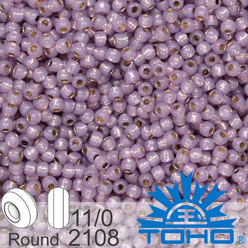 Korálky TOHO tvar ROUND (kulaté). Velikost 11/0. Barva č. 2108-Silver-Lined Milky Amethyst . Balení 8g.