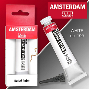 Reliéfní barvy Amsterdam Relief Paint 20 ml color WHITE no. 100