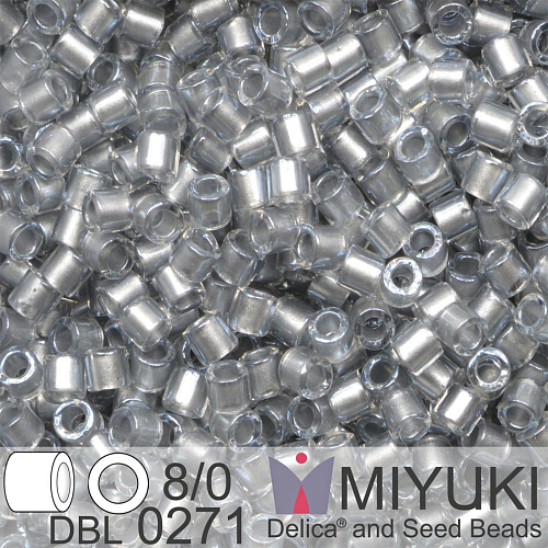 Korálky Miyuki Delica 8/0. Barva Sparkling Silver Gray Lined Crystal DBL0271. Balení 5g.