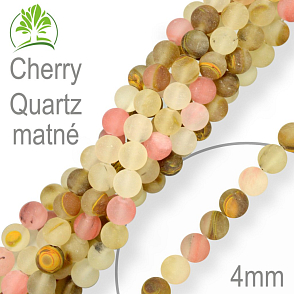 Korálky z minerálů Cherry Quartz matný přírodní polodrahokam. Velikost pr.4mm. Balení 18Ks.