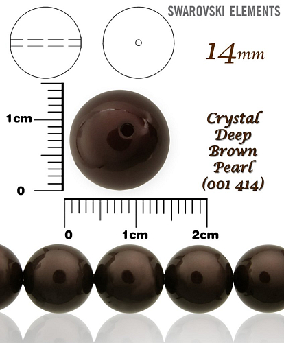 SWAROVSKI 5811 Voskované Perle barva CRYSTAL DEEP BROWN PEARL velikost 14mm. 