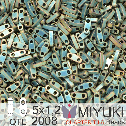 Korálky Miyuki QuarterTila. Barva Matte Metallic Patina Iris QTL 2008 Balení 3g
