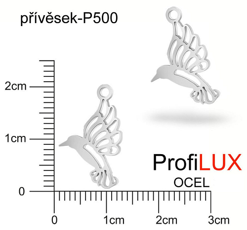 Přívěsek Chirurgická Ocel ozn-P500 PTÁČEK velikost 18x13mm tl.1.2mm. Řada přívěsků ProfiLUX. 