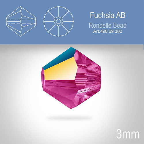 PRECIOSA Bicone (sluníčko) velikost 3mm. Barva FUCHSIA AB. Balení 40ks