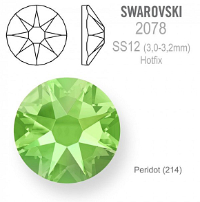 Swarovski xirius rose HOTFIX 2078 velikost SS12 barva Peridot