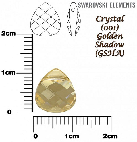 SWAROVSKI Flat Briolette 6012 barva CRYSTAL GOLDEN SHADOW velikost 11,0x10,0mm.