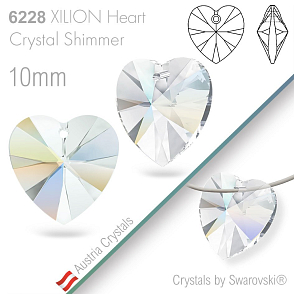 Swarovski XILION Heart 6228. Barva Crystal Shimmer. Velikost 10mm