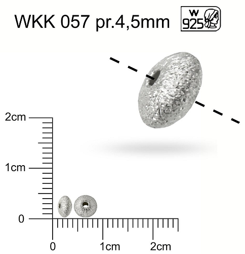 Korálek tvar ČOČKA ozn.WKK 057 velikost pr.4,5mm. Materiál Ag925. Váha 0,11g