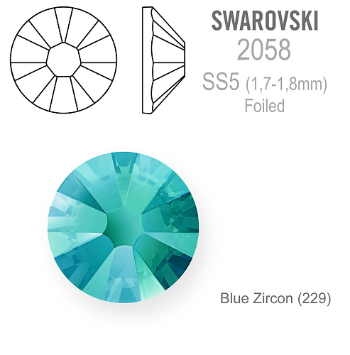 SWAROVSKI 2058 FOILED velikost SS5 barva BLUE ZIRCON 