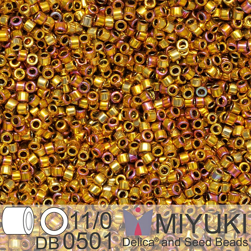 Korálky Miyuki Delica 11/0. Barva 24kt Gold Iris DB0501. Balení 3g