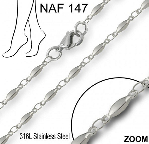 Náramek na nohu NAF 147. Materiál Chirurgická ocel. Délka 26cm.