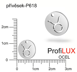 Přívěsek Chirurgická Ocel ozn-P618 Znamení Zvěrokruhu BÝK velikost 12mm tl.1.2mm. Řada přívěsků ProfiLUX