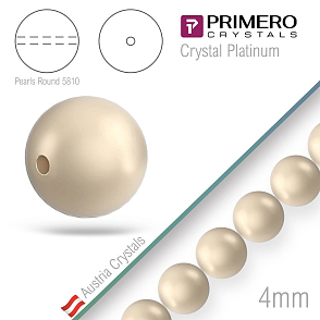 Korálky PRIMERO Crystals 5810. Barva Crystal Platinum. Velikost 4mm balení-50Ks.