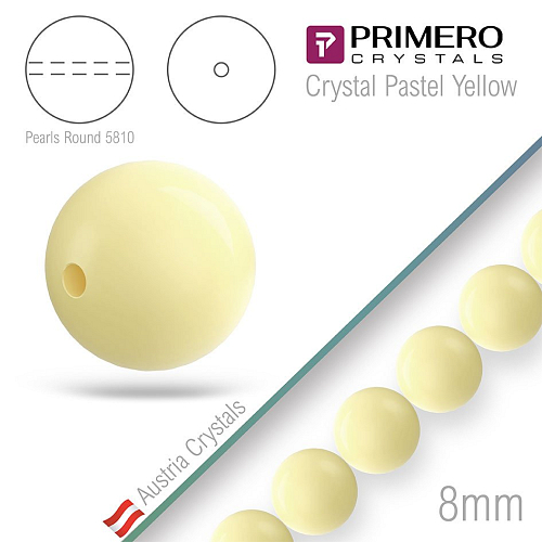 Korálky PRIMERO Crystals 5810. Barva Crystal Pastel Yellow. Velikost 8mm