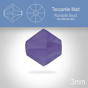 PRECIOSA Bicone (sluníčko) velikost 3mm. Barva TANZANITE MATT. Balení 40ks