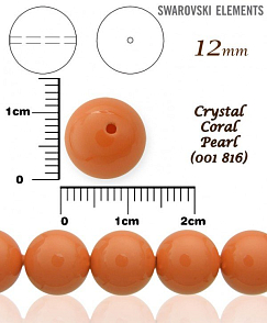 SWAROVSKI 5811 Voskované Perle barva CRYSTAL CORAL PEARL 816 velikost 12mm. 