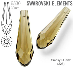 SWAROVSKI 6530 Pure Drop Pendant velikost 30mm. Barva Smoky Quartz 