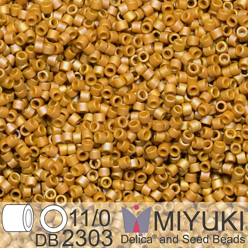 Korálky Miyuki Delica 11/0. Barva Matte Opaque Glazed Honey Bee AB DB2303. Balení 5g.