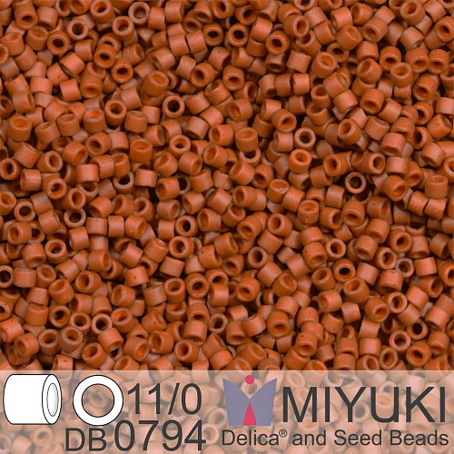 Korálky Miyuki Delica 11/0. Barva Dyed Semi-Frosted Opaque Sienna DB0794. Balení 5g