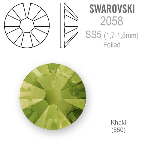 SWAROVSKI 2058 XILION FOILED velikost SS5 barva KHAKI