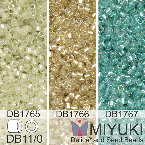 Korálky Miyuki Delica 11/0. Barevné variace č. 13  DB1767, DB1765, DB1766. Balení 3x5g