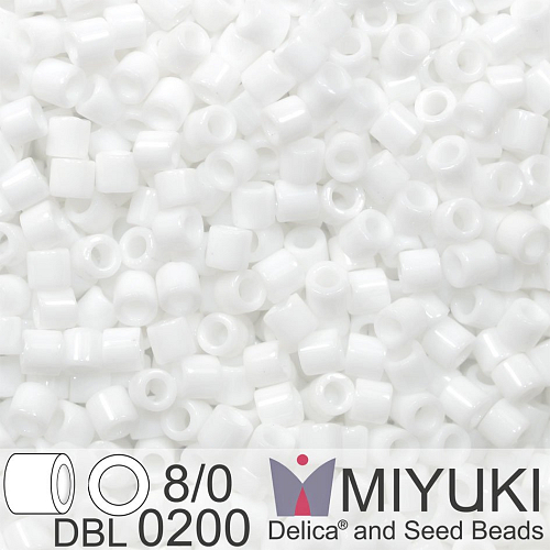 Korálky Miyuki Delica 8/0. Barva White DBL0200. Balení 5g.