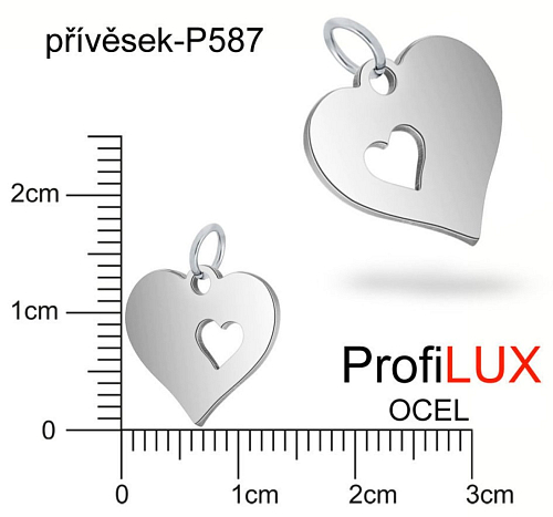 Přívěsek Chirurgická Ocel ozn-P587 Srdce v SRDCI   velikost 13x12,5mm tl.1.2mm. Řada přívěsků ProfiLUX