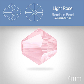 PRECIOSA Bicone MC BEAD (sluníčko) velikost 4mm. Barva LIGHT ROSE. Balení 30ks .