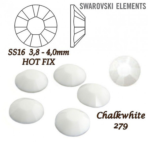 SWAROVSKI xirius rose HOT-FIX velikost SS16 barva CHALKWHITE 