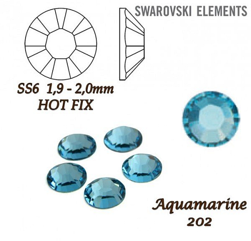 SWAROVSKI xilion rose HOT-FIX velikost SS6 barva AQUAMARINE