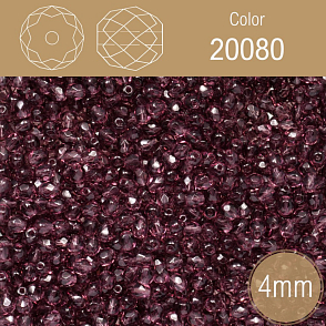 Korálky BROUŠENÉ 4mm. Barva 20080. Průhledná fialová. Balení 120Ks.