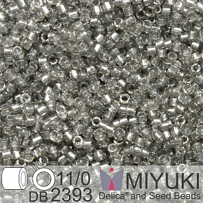 Korálky Miyuki Delica 11/0. Barva Inside Dyed Silver DB2393. Balení 5g